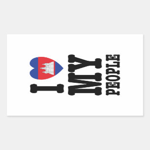 I Hart (Liefde) Mijn Khmer Mensen Rechthoekige Sticker