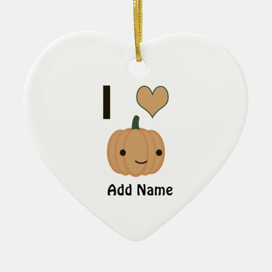 I hart (liefde) pompoen keramisch ornament (Voorkant)