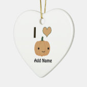 I hart (liefde) pompoen keramisch ornament (Links)