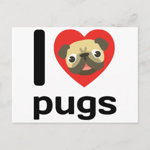 I hart- (liefde-) pugs briefkaart