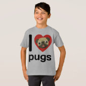 I hart- (liefde-) pugs t-shirt (Voorkant volledig)