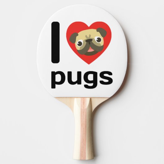 I hart- (liefde-) pugs tafeltennisbatje (Voorkant)