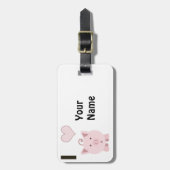 I Hart (liefde) Roze Varkens Bagagelabel (Voorkant verticaal)