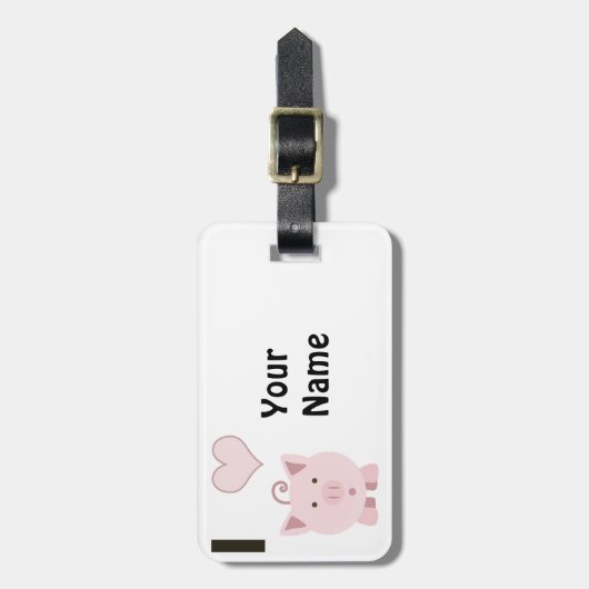 I Hart (liefde) Roze Varkens Bagagelabel (Voorkant verticaal)