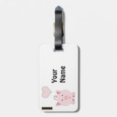 I Hart (liefde) Roze Varkens Bagagelabel (Achterkant verticaal)