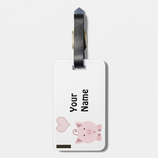 I Hart (liefde) Roze Varkens Bagagelabel (Achterkant verticaal)