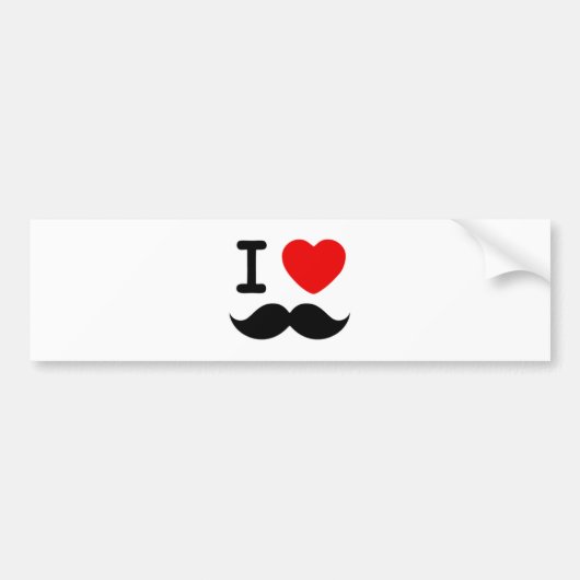 I hart-/liefdesmustaches / Mustaches Bumpersticker (Voorkant)