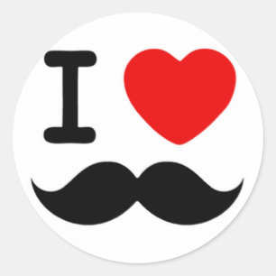 I hart-/liefdesmustaches / Mustaches Ronde Sticker