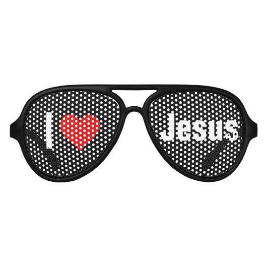 I (hart) Love Jesus Lens Sunbries/Shades Aviator Zonnebril (Voorkant)