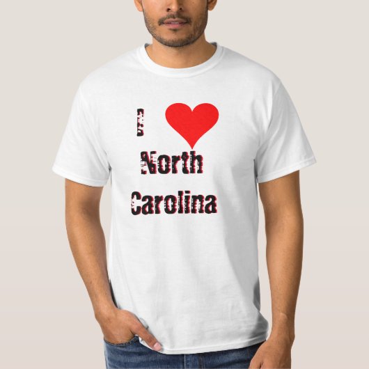 I (hart) Love North Carolina T-shirt (Voorkant)