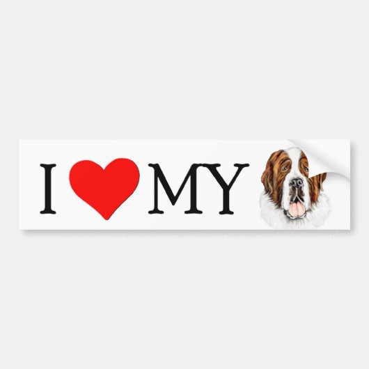I (hart) mijn Sint Bernard-Bumpersticker Bumpersticker (Voorkant)