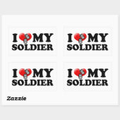 I (hart) Mijn soldaat Rechthoekige Sticker (Vel)