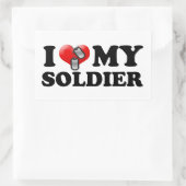 I (hart) Mijn soldaat Rechthoekige Sticker (Tas)