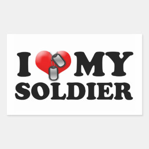 I (hart) Mijn soldaat Rechthoekige Sticker