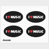 I [Hart] Muziek ticker Ovale Sticker (Vel)