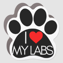 "I *hart* My Labs" Paw Print Car Magnet