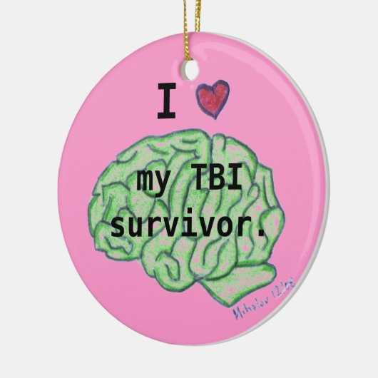 "I [hart] my TBI overlevende" sieraad Keramisch Ornament (Links)