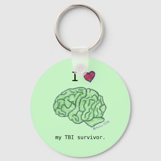 "I [hart] my TBI overlevende" sleutelhanger (Voorkant)