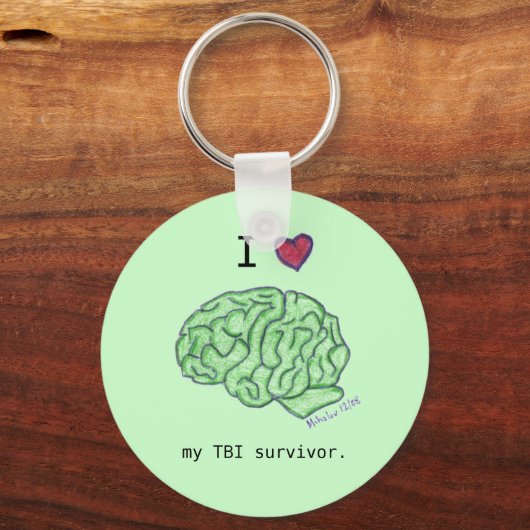 "I [hart] my TBI overlevende" sleutelhanger (Voorkant)