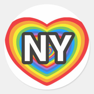 I hart New York. Ik houd van New York. Regenboog Ronde Sticker