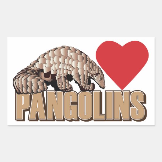 I hart Pangolinen Rechthoekige Sticker (Voorkant)