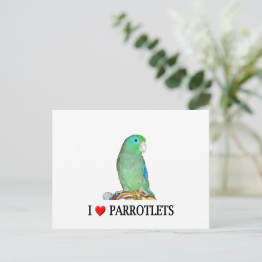 I "hart" parrotlets briefkaart (Staand voorkant)