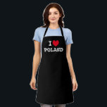 I hart Polen ❤ Aangepaste kleur koken schorten<br><div class="desc">I heart Poland ❤ Aangepaste kleur koken schorten. Aangepaste zwarte keuken schort voor mannen en vrouwen. Gepersonaliseerde I hart sjabloon ontwerp. Trendy koken en bakken schorten in elke kleur. Schattige cadeau idee voor vrienden,  familie,  Poolse chef-kok,  kok,  moeder,  vader etc. Kleuren kunnen worden veranderd.</div>
