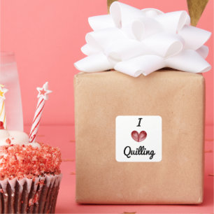  I hart Quilling 1,5-inch Square Stickers