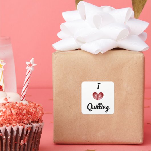 I hart Quilling 1,5-inch Square Stickers (Feest)