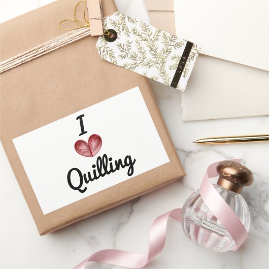 I (hart) Quilling, (4) Grote rechthoekige Stickers (Geschenken)