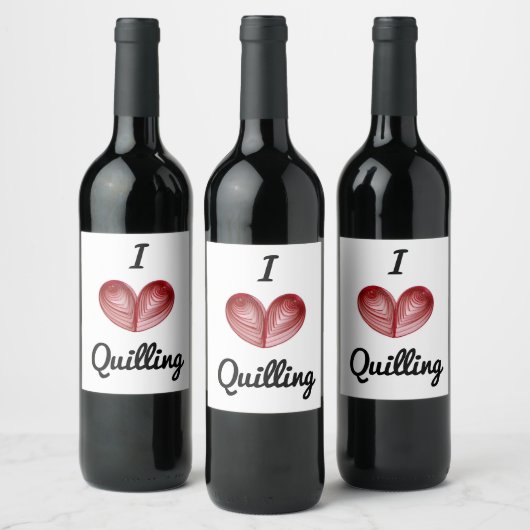 I (hart) Quilling, Beverage fleslabels (set 6) Wijn Etiket (Flessen)