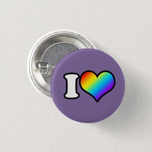 I (Hart) Regenboog Ronde Button 3,2 Cm (Voorkant /achterkant)