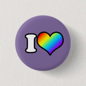 I (Hart) Regenboog Ronde Button 3,2 Cm (Voorkant)