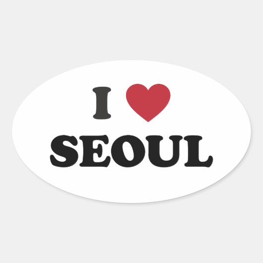 I Hart Seoul Zuid-Korea Ovale Sticker (Voorkant)