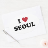 I Hart Seoul Zuid-Korea Ovale Sticker (Envelop)