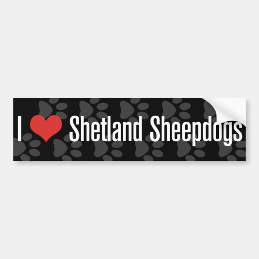 I (hart) Shetland Sheepdogs Bumpersticker (Voorkant)