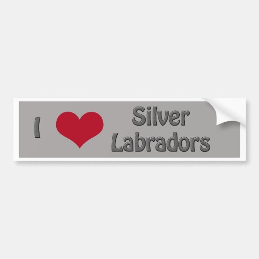 I hart Silver Labradors Bumpersticker (Voorkant)