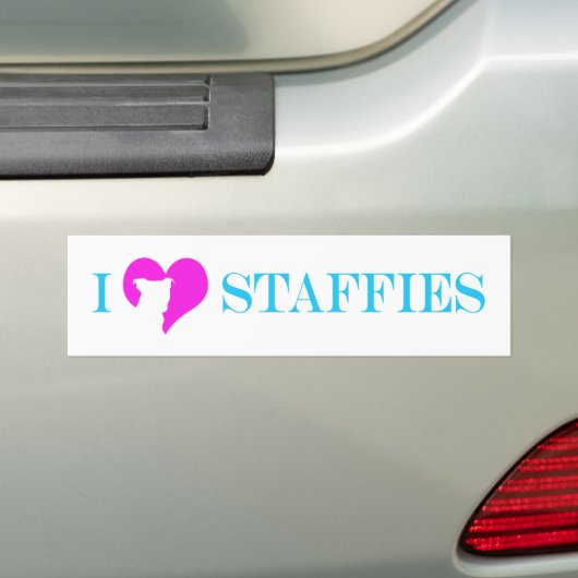 i hart Staffies - Bumpersticker (Op auto)