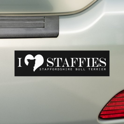 i hart Staffies - Bumpersticker Black (Op auto)