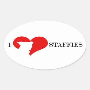 i hart Staffies - Ovale Stickers