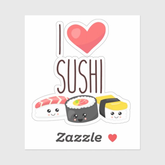 i hart sushi quote rolt sashimi surimi food sticker (Vel)