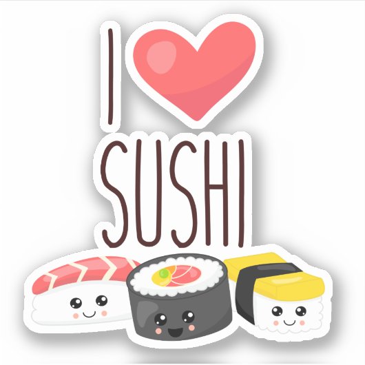 i hart sushi quote rolt sashimi surimi food sticker (Voorkant)