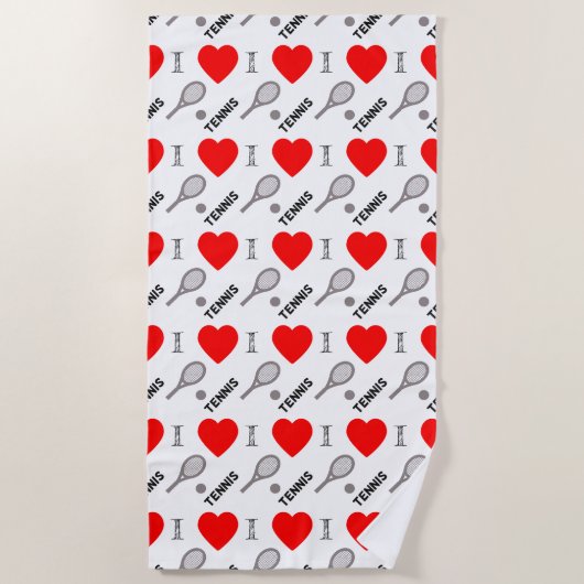 I hart tennis-patroon strandlaken (Voorkant)