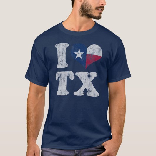 I hart Texas Flag TX T-shirt (Voorkant)