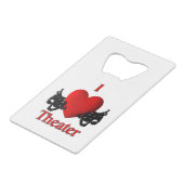 I Hart Theater Creditkaart Flessenopener (Voorkant Gekanteld)