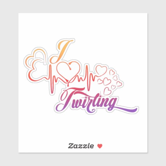 I HART Twirling 6X6 Decal Sticker (Vel)