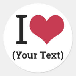 I Hart (Voeg Uw Eigen Tekst Toe) Sjabloon Ronde Sticker