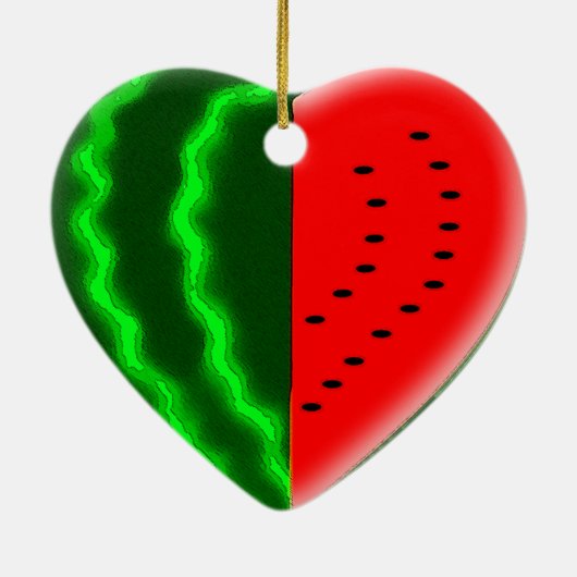 I (hart) Watermeloen Keramisch Ornament (Achterkant)