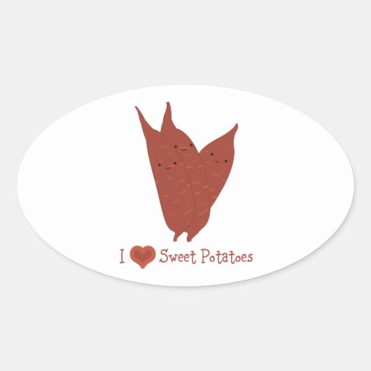 I hart zoete aardappelen ovale sticker (Voorkant)