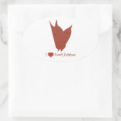 I hart zoete aardappelen ovale sticker (Tas)